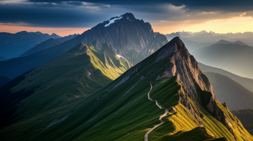 Mountain landscape at sunset